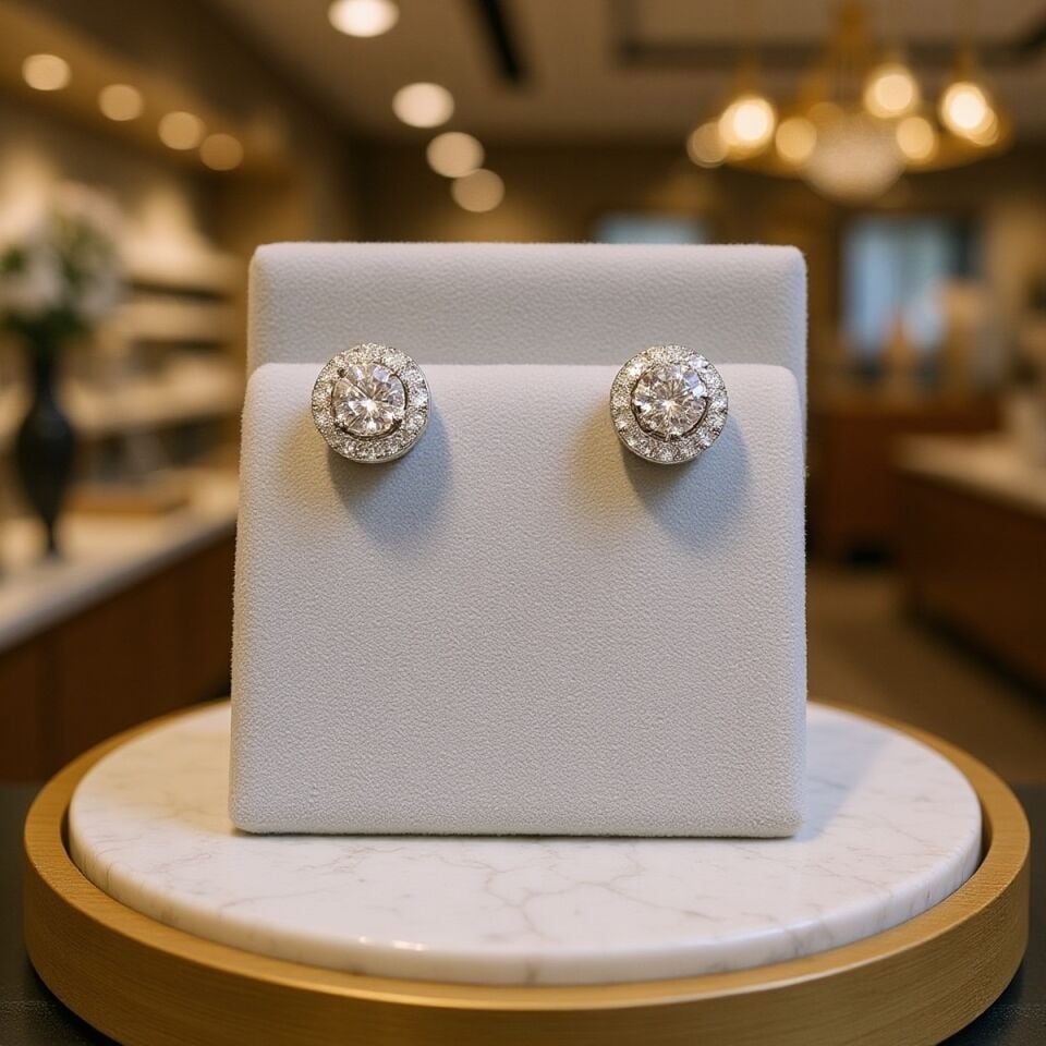 14 AYAR 0,72 CT FG RENGİ PIRLANTA TAŞLI ALTIN KÜPE