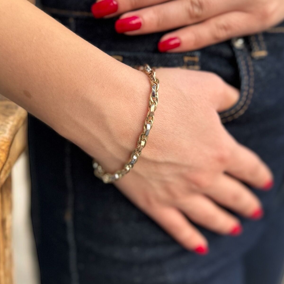 14 AYAR ÜÇ RENKLİ ALTIN BİLEKLİK