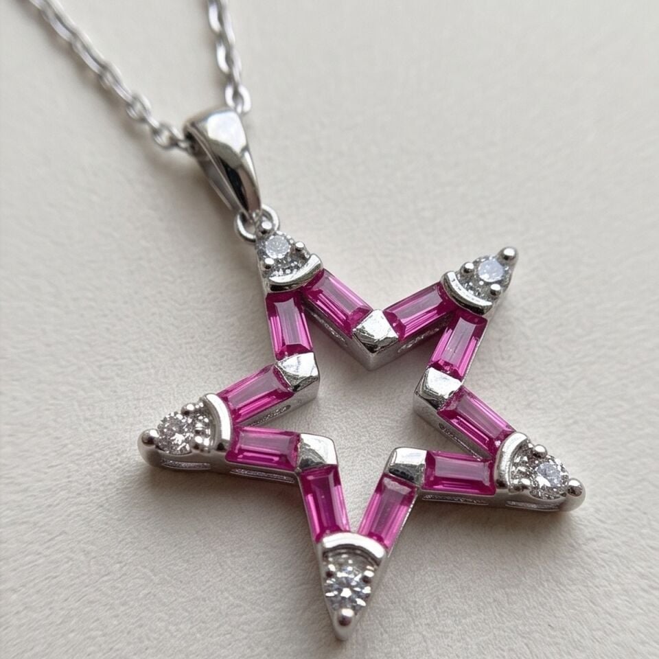 14 AYAR 0,12 CT PIRLANTA TAŞLI 0,37 CT FUŞYA RUBY TAŞLI ALTIN KOLYE