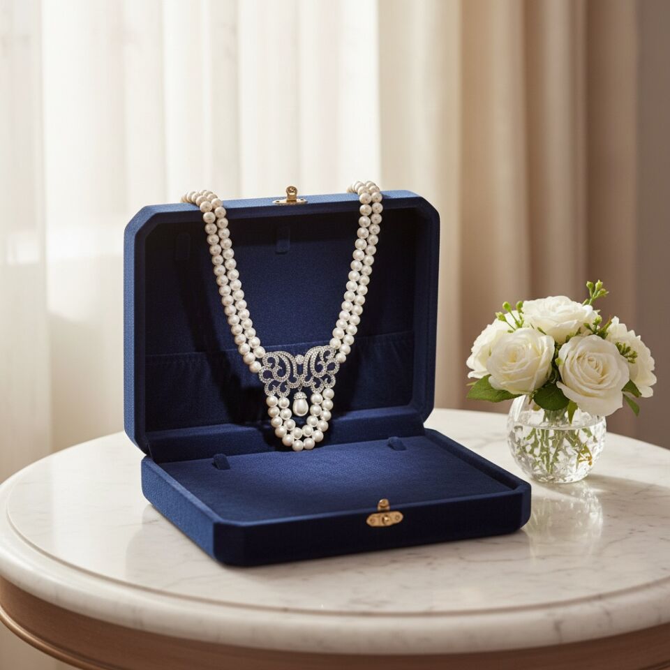 925 AYAR ÖZEL TASARIM ORJİNAL İNCİLİ GÜMÜŞ GERDANLIK KOLYE