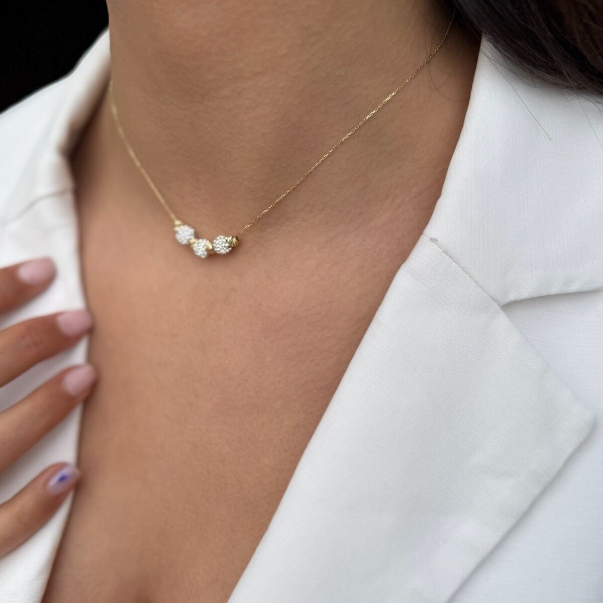 14 AYAR DORİKALI VE TAŞLI KOLYE