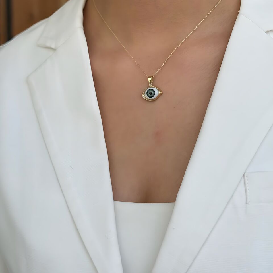 14 AYAR ÖZEL TASARIM YEŞİL GÖZ KOLYE