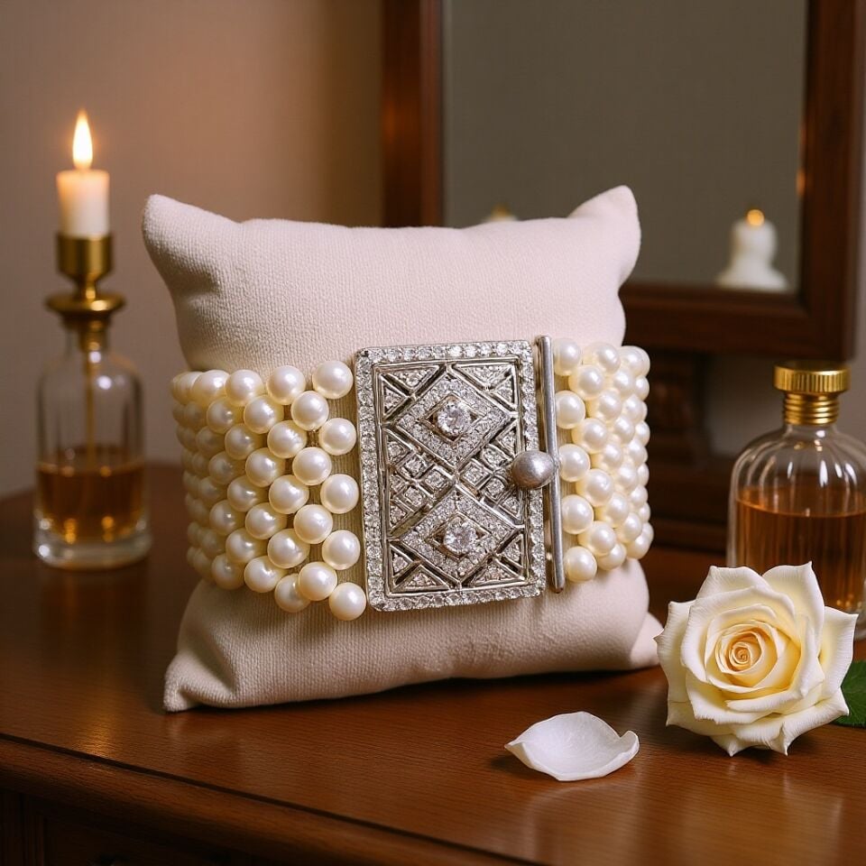 925 AYAR ÖZEL TASARIM KALIN GÜMÜŞ KİLİTLİ ORJİNAL İNCİLİ BİLEKLİK