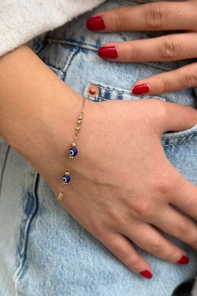 14 AYAR NAZAR BONCUKLU MODEL ALTIN BİLEKLİK