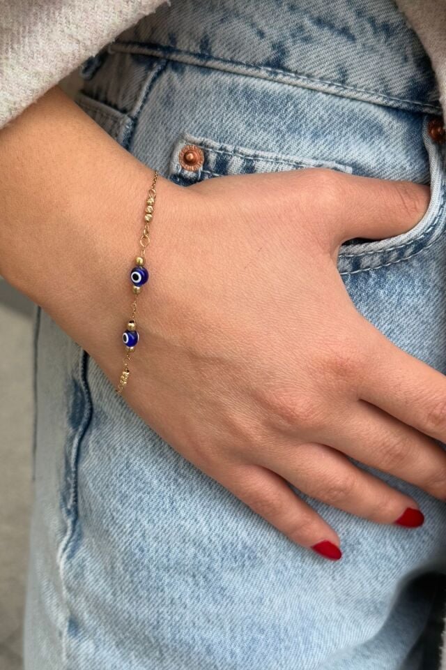 14 AYAR NAZAR BONCUKLU MODEL ALTIN BİLEKLİK