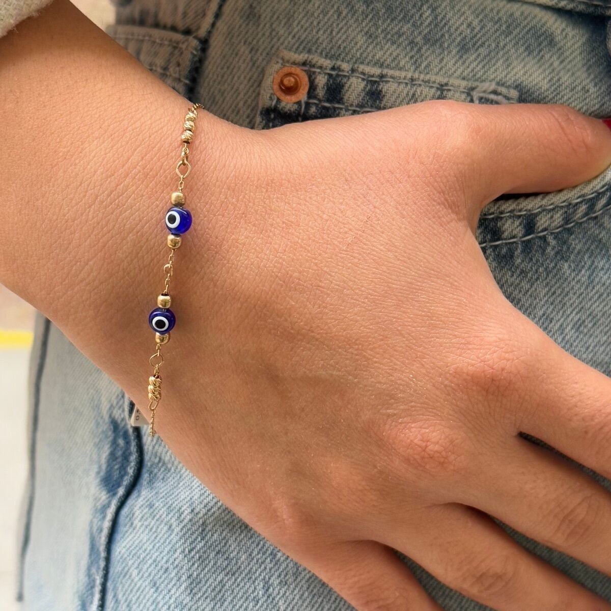 14 AYAR NAZAR BONCUKLU MODEL ALTIN BİLEKLİK