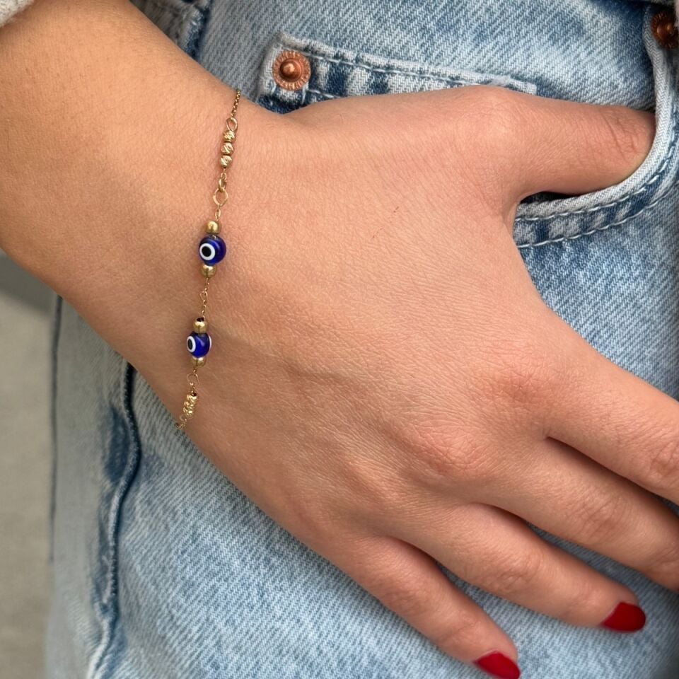 14 AYAR NAZAR BONCUKLU MODEL ALTIN BİLEKLİK