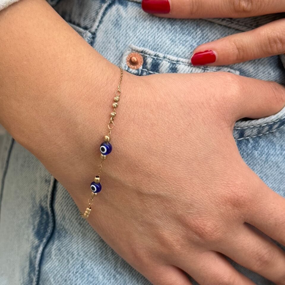 14 AYAR NAZAR BONCUKLU MODEL ALTIN BİLEKLİK