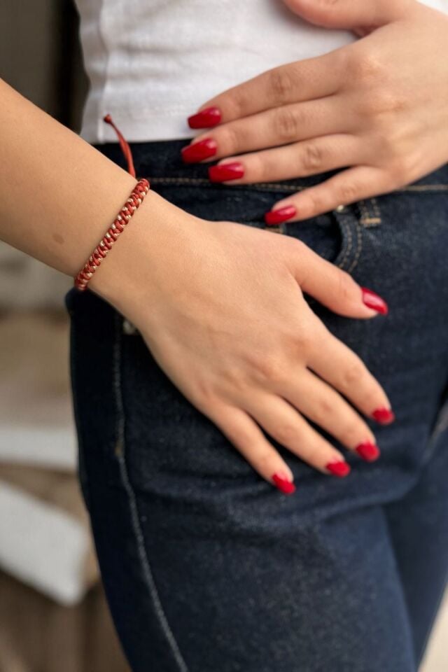 14 AYAR DORİKA TOPLU TARÇIN RENGİ İPLİ ÖRME BİLEKLİK