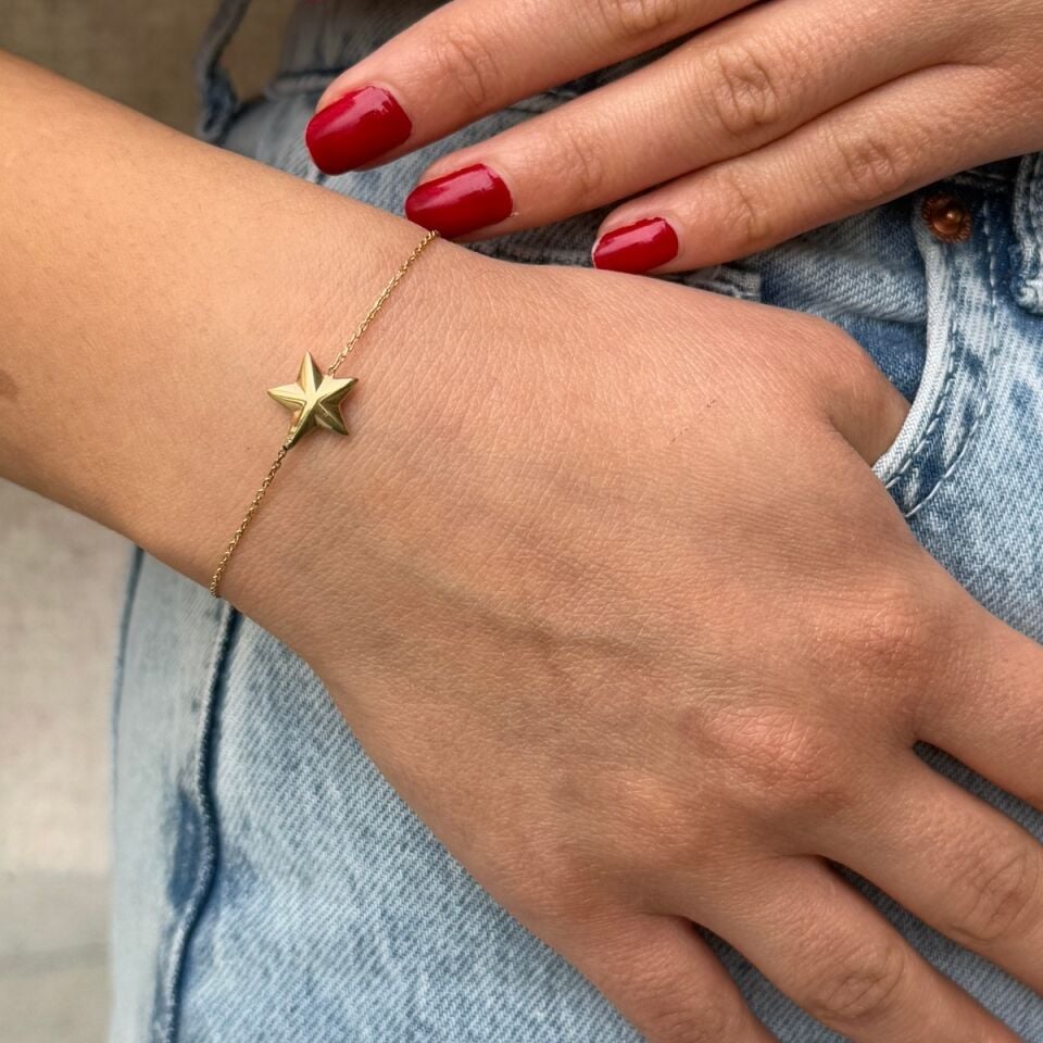 14 AYAR BOMBE YILDIZ MODEL ALTIN BİLEKLİK