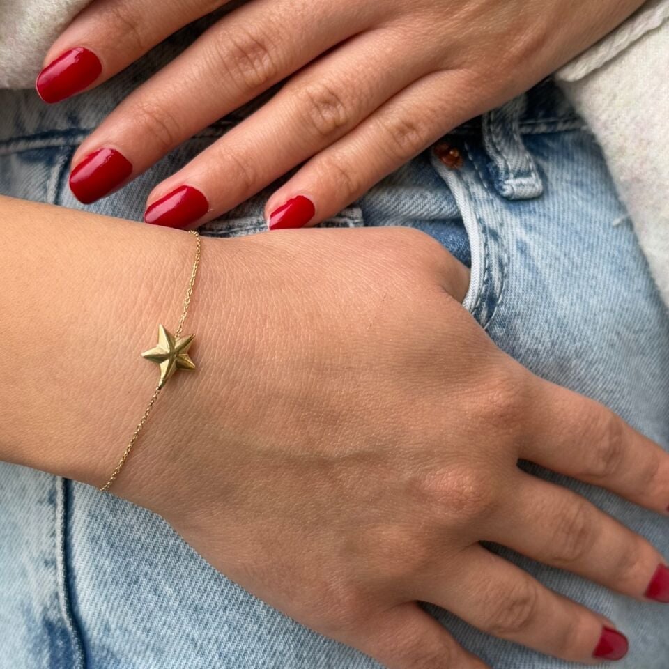 14 AYAR BOMBE YILDIZ MODEL ALTIN BİLEKLİK