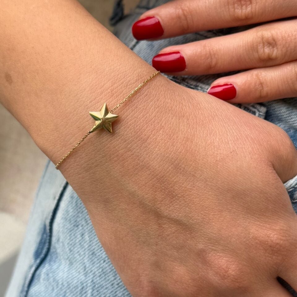 14 AYAR BOMBE YILDIZ MODEL ALTIN BİLEKLİK