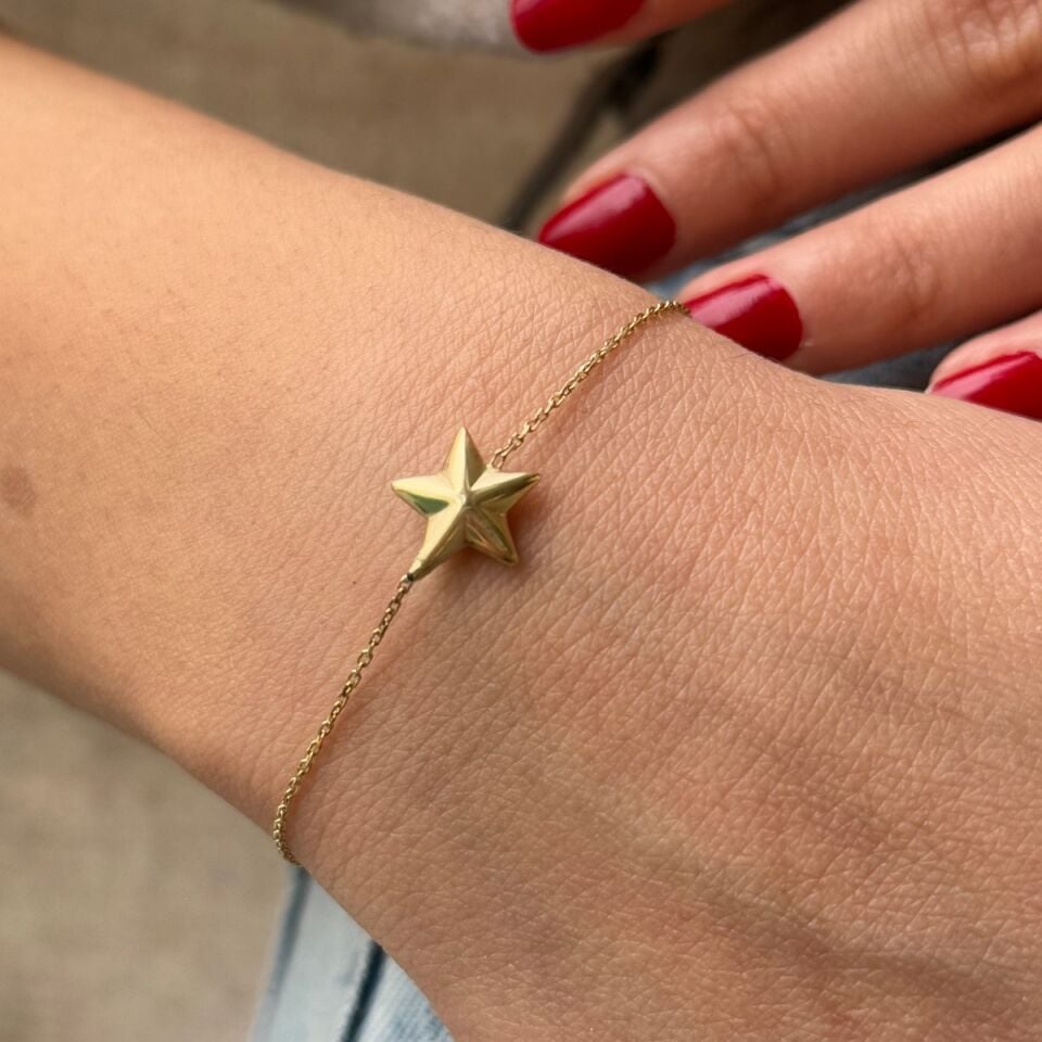 14 AYAR BOMBE YILDIZ MODEL ALTIN BİLEKLİK