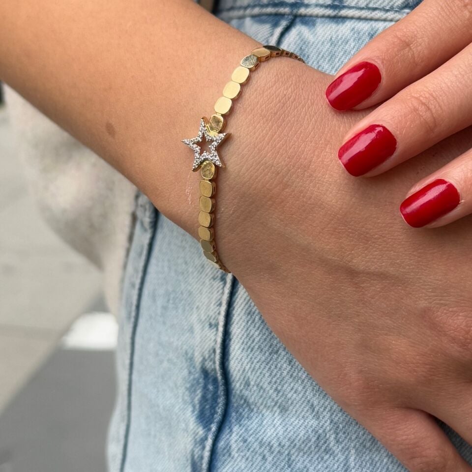 14 AYAR ORTASI YILDIZ MODELİ ALTIN BİLEKLİK