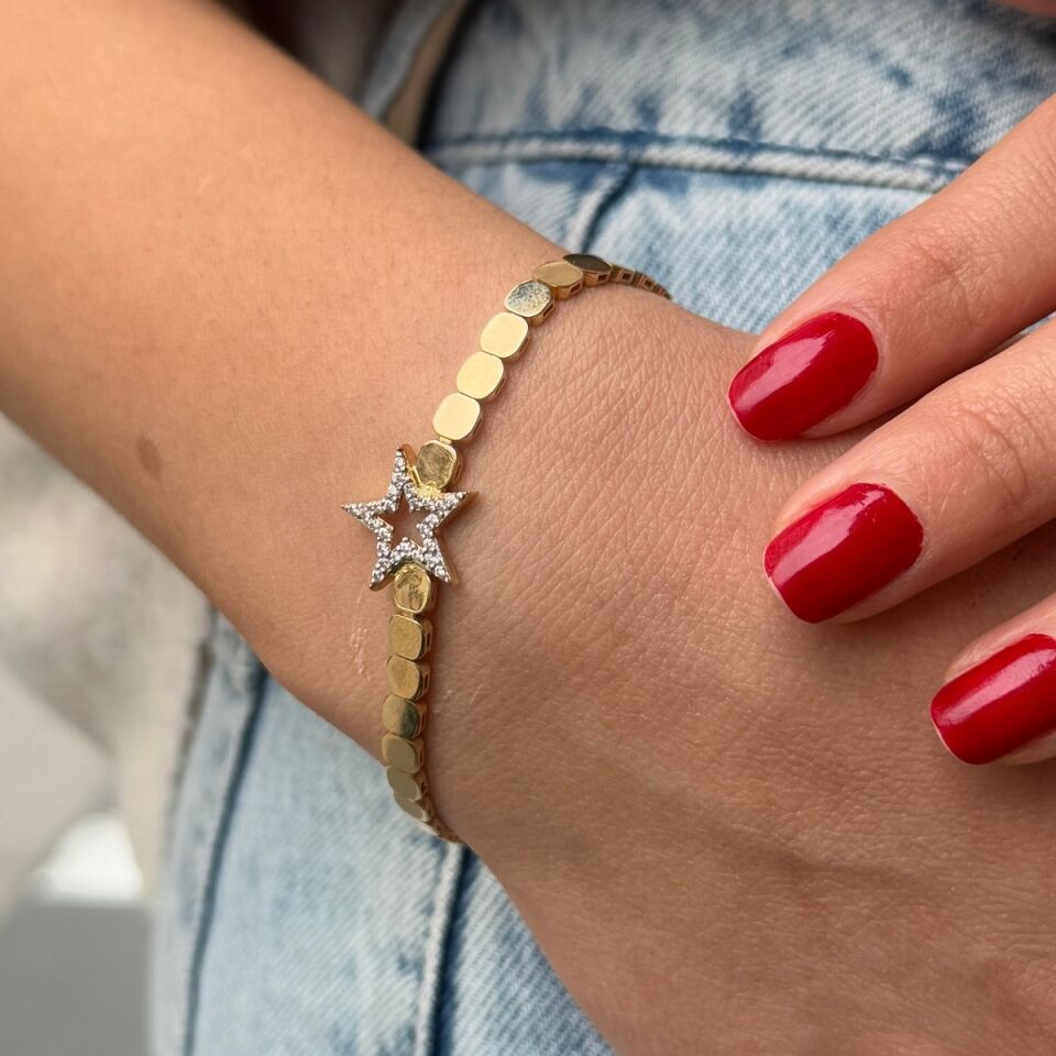 14 AYAR ORTASI YILDIZ MODELİ ALTIN BİLEKLİK