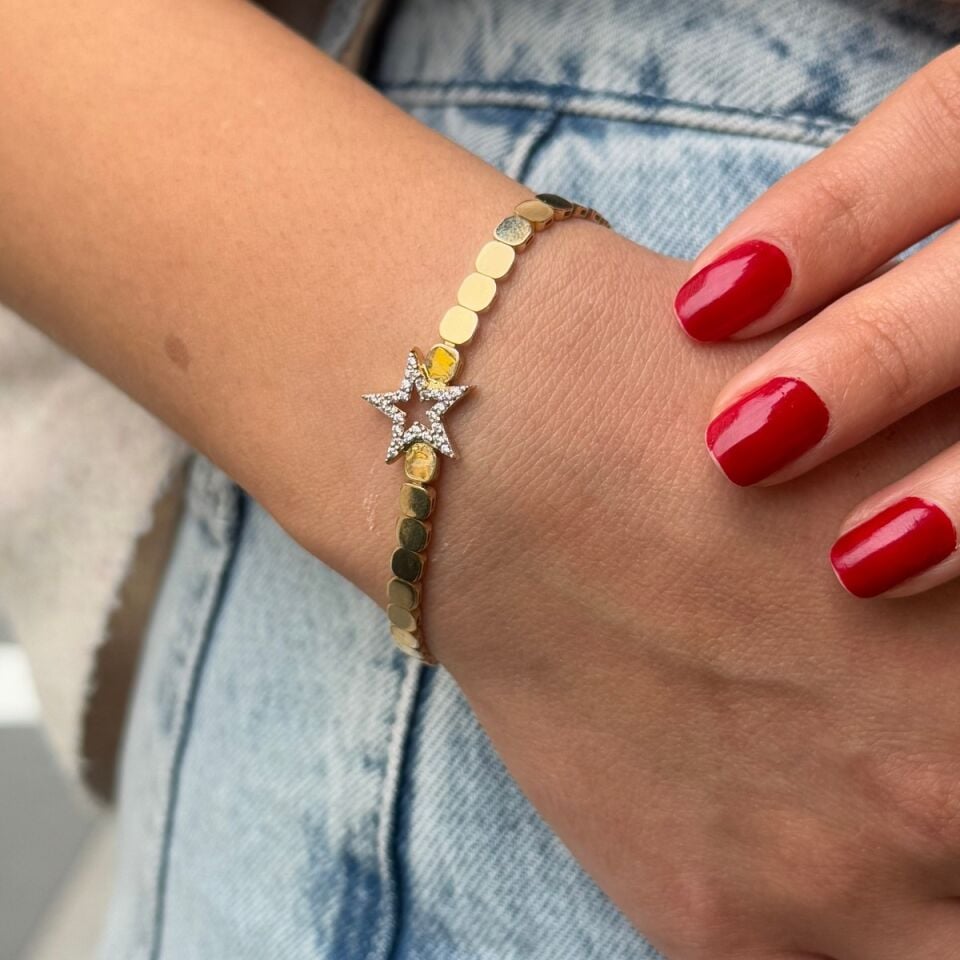 14 AYAR ORTASI YILDIZ MODELİ ALTIN BİLEKLİK