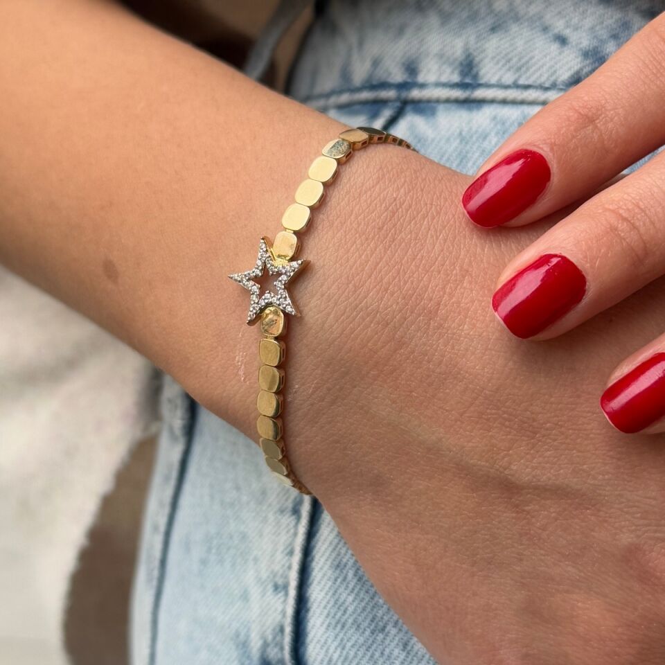 14 AYAR ORTASI YILDIZ MODELİ ALTIN BİLEKLİK