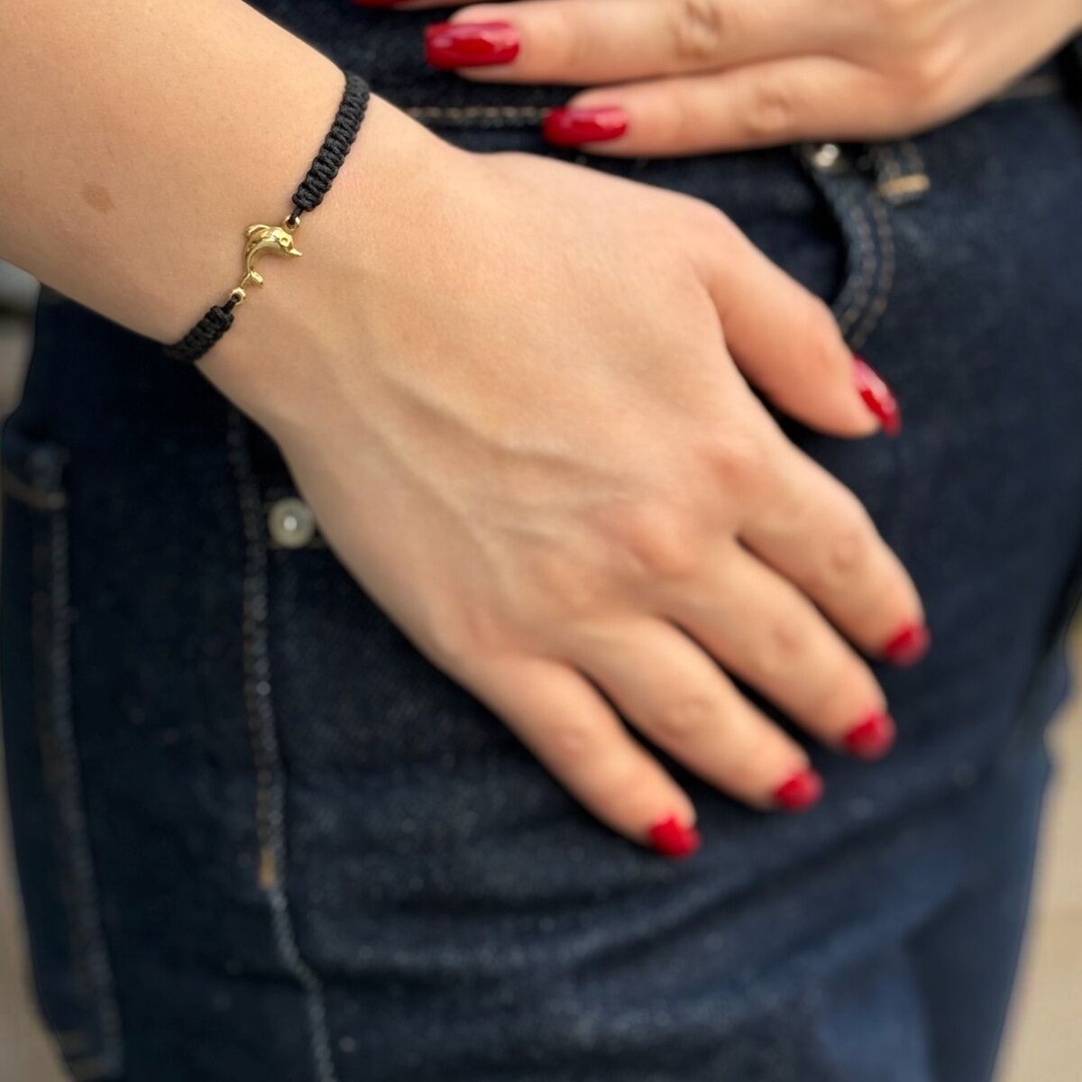 14 AYAR SİYAH İPLİ YUNUS BİLEKLİK