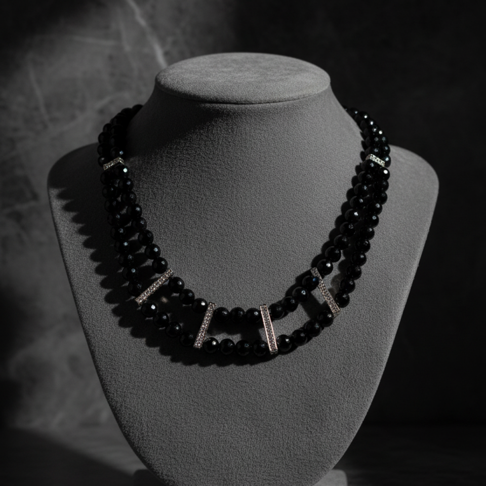 925 AYAR ONİKS TAŞLI ÖZEL TASARIM KOLYE