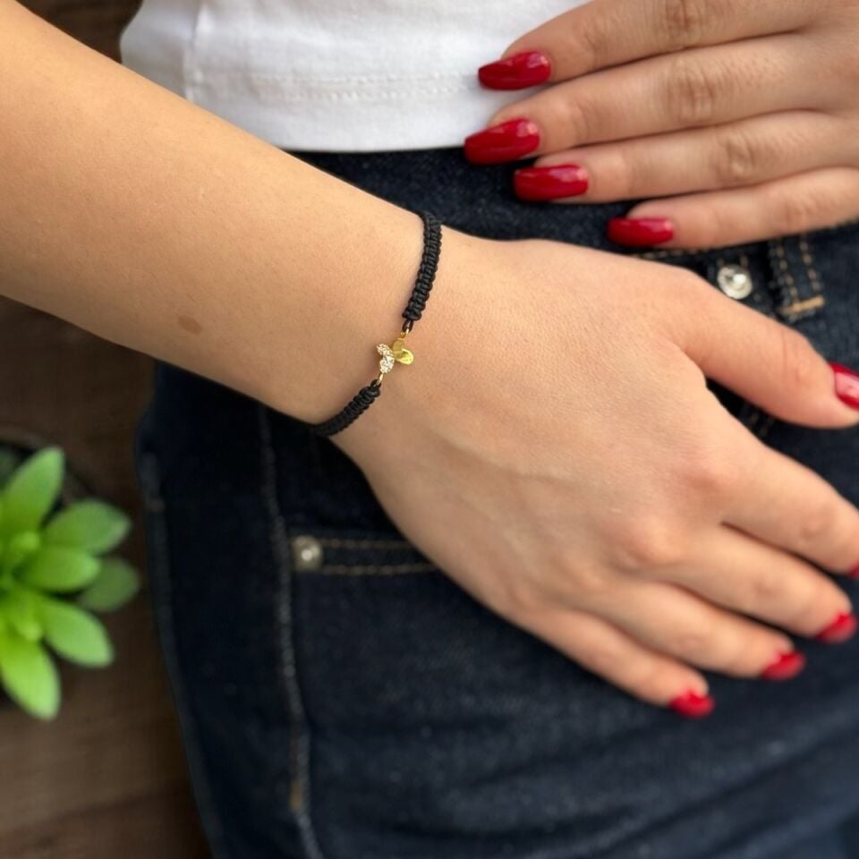 22 AYAR SİYAH İPLİ KELEBEK BİLEKLİK