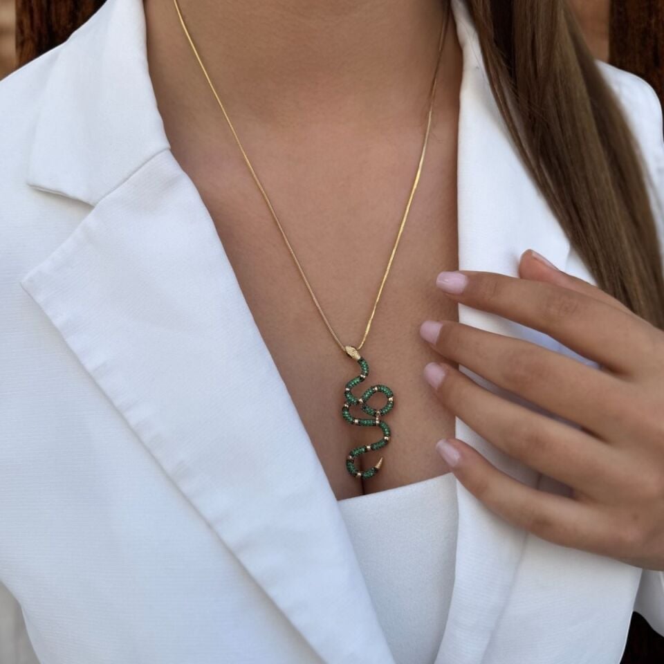 14 AYAR ÖZEL TASARIM İTALYAN ZİNCİRLİ YILAN KOLYE