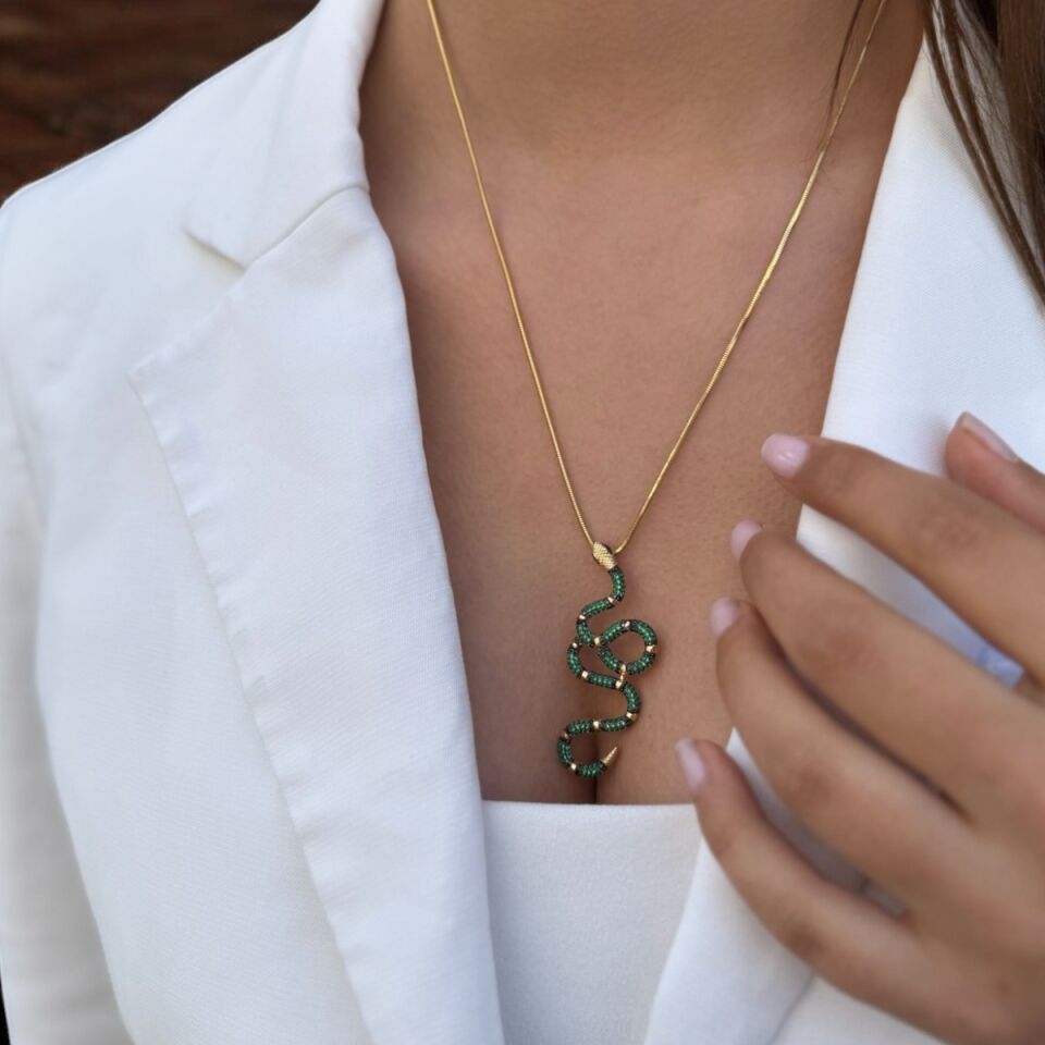 14 AYAR ÖZEL TASARIM İTALYAN ZİNCİRLİ YILAN KOLYE