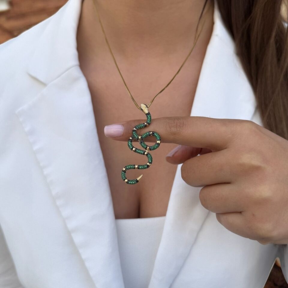 14 AYAR ÖZEL TASARIM İTALYAN ZİNCİRLİ YILAN KOLYE