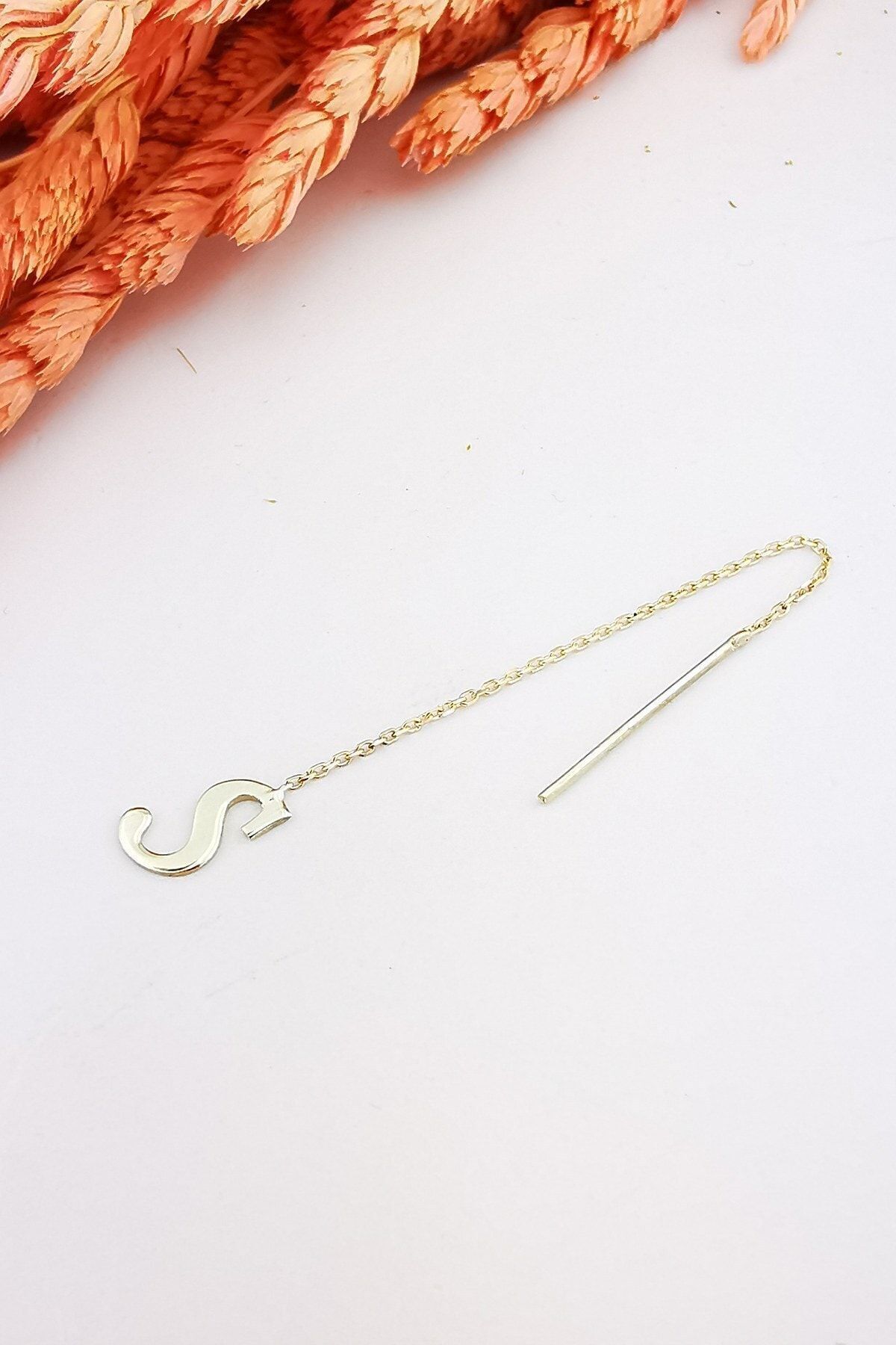 14 Ayar S Harfi Altın Küpe