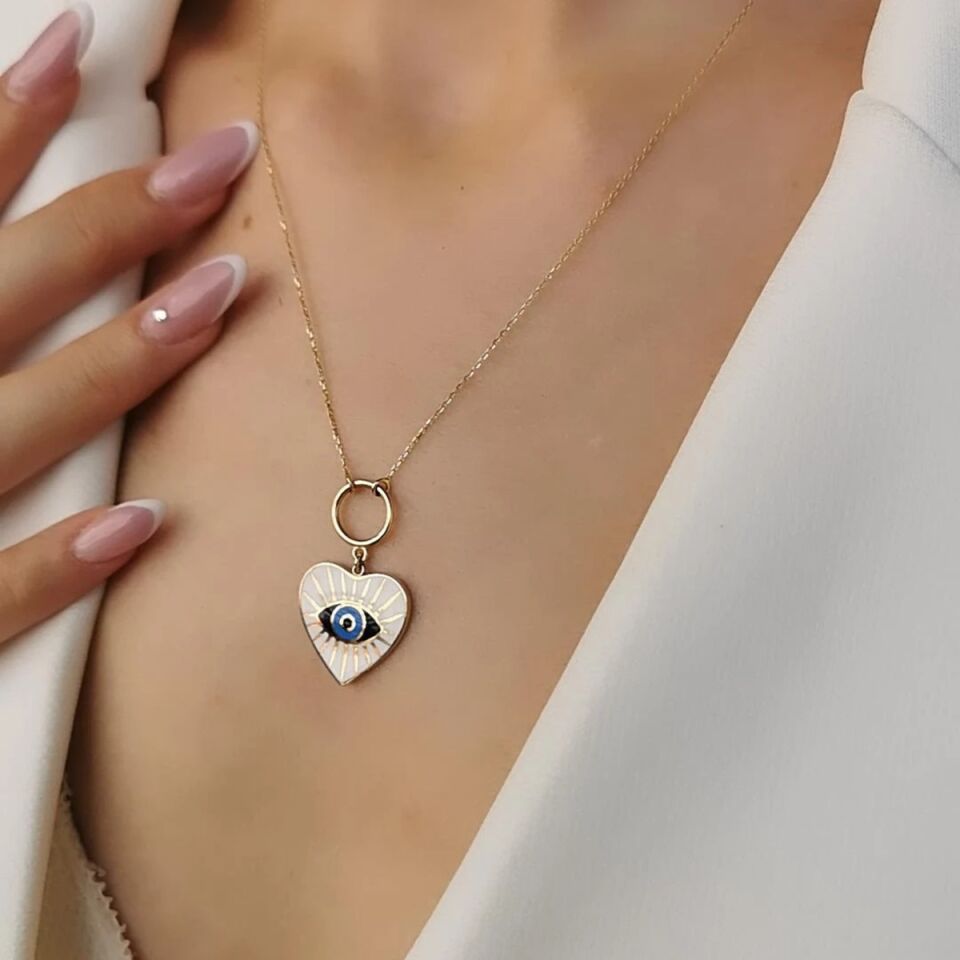 14 Ayar Mineli Kalp Kolye