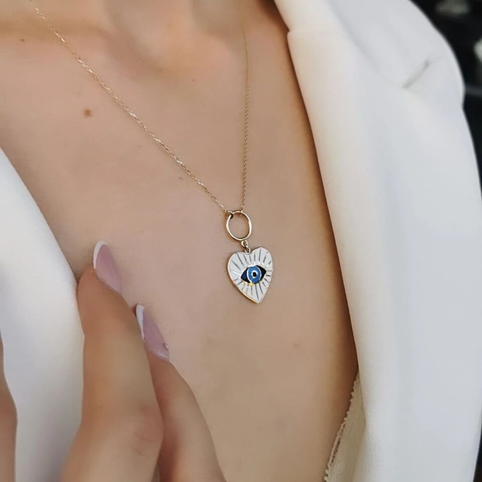 14 Ayar Mineli Kalp Kolye