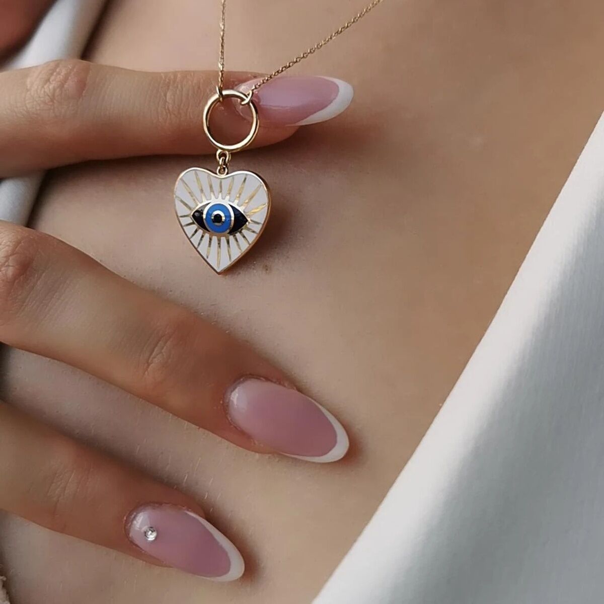 14 Ayar Mineli Kalp Kolye