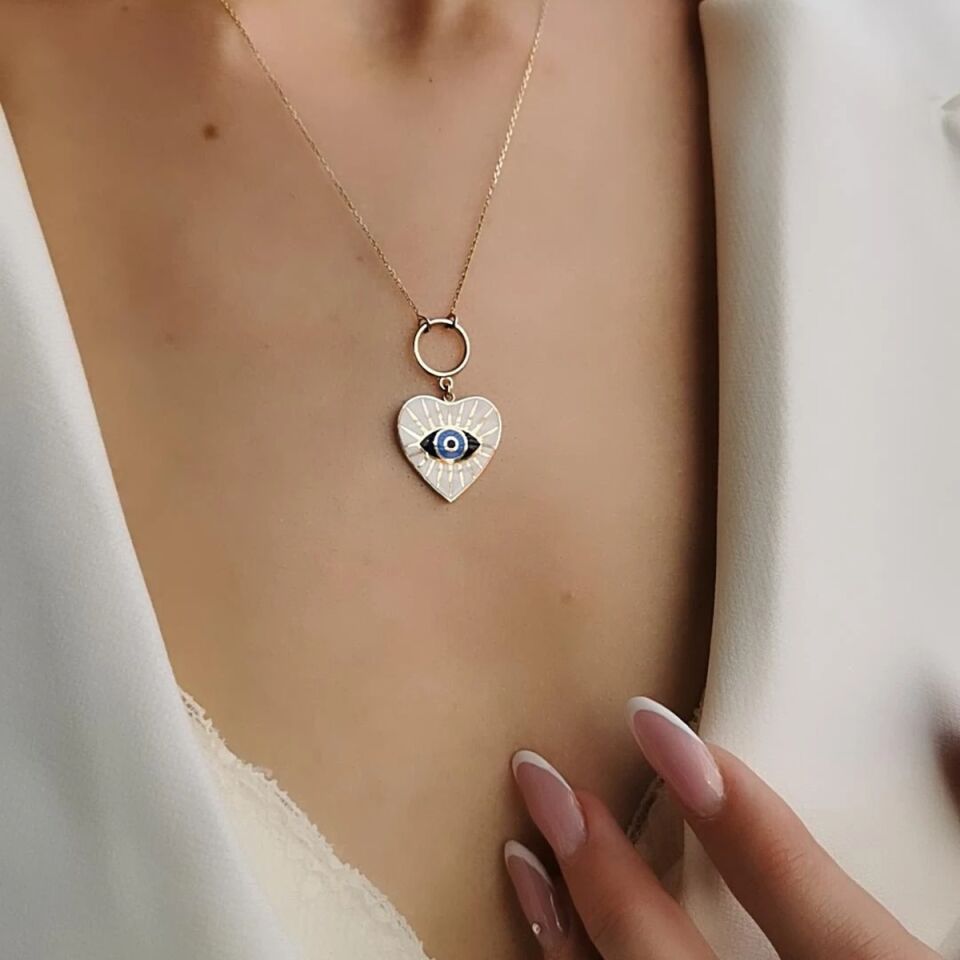 14 Ayar Mineli Kalp Kolye