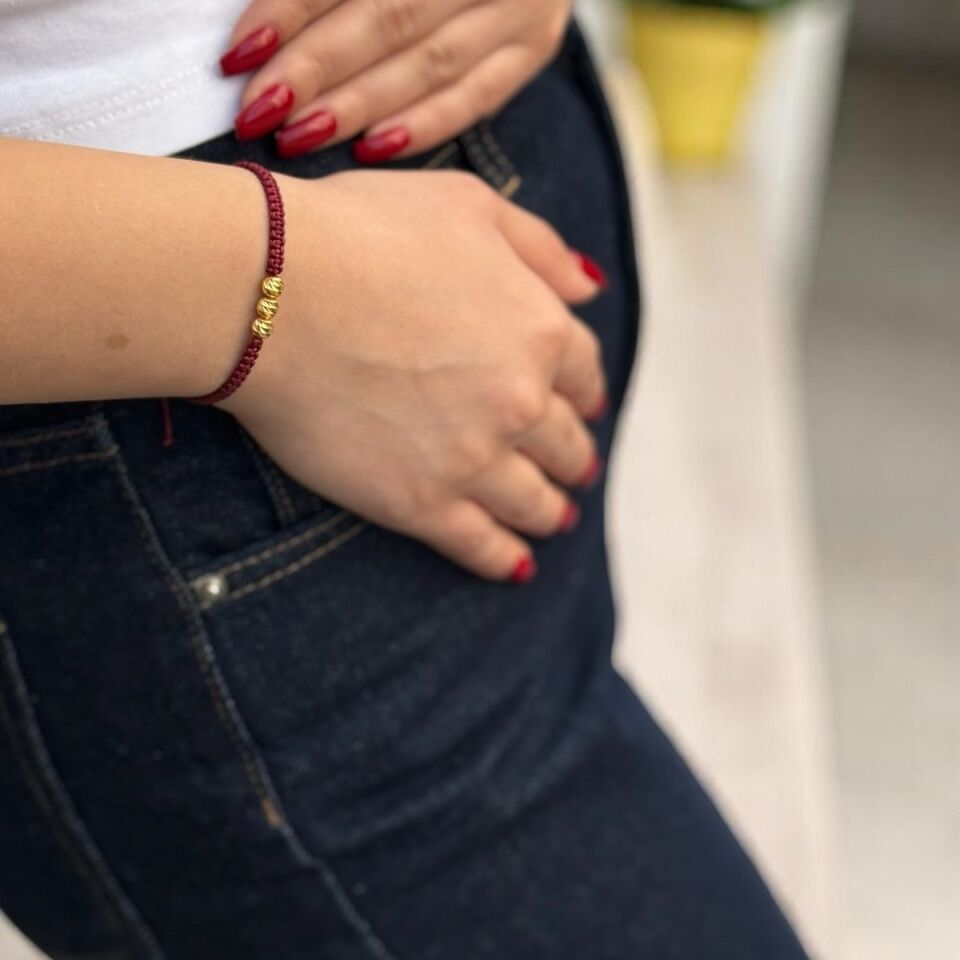 22 AYAR BORDO İPLİ DORİKA TOPLU ÖRME BİLEKLİK