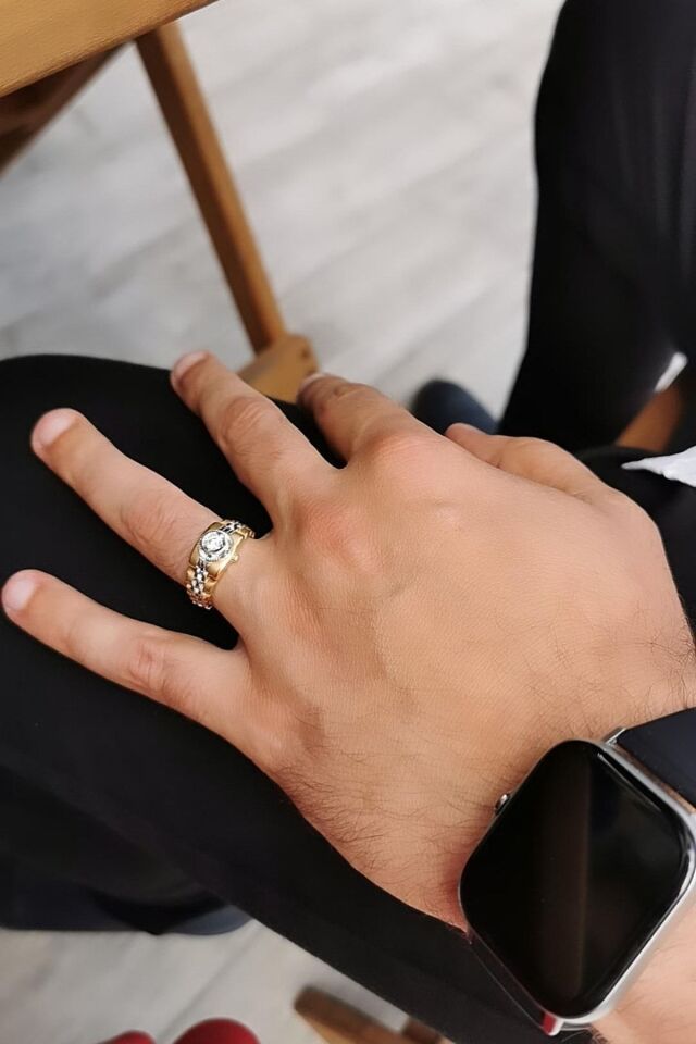14 Ayar Özel Tasarım Saat Modeli Altın Yüzük 27