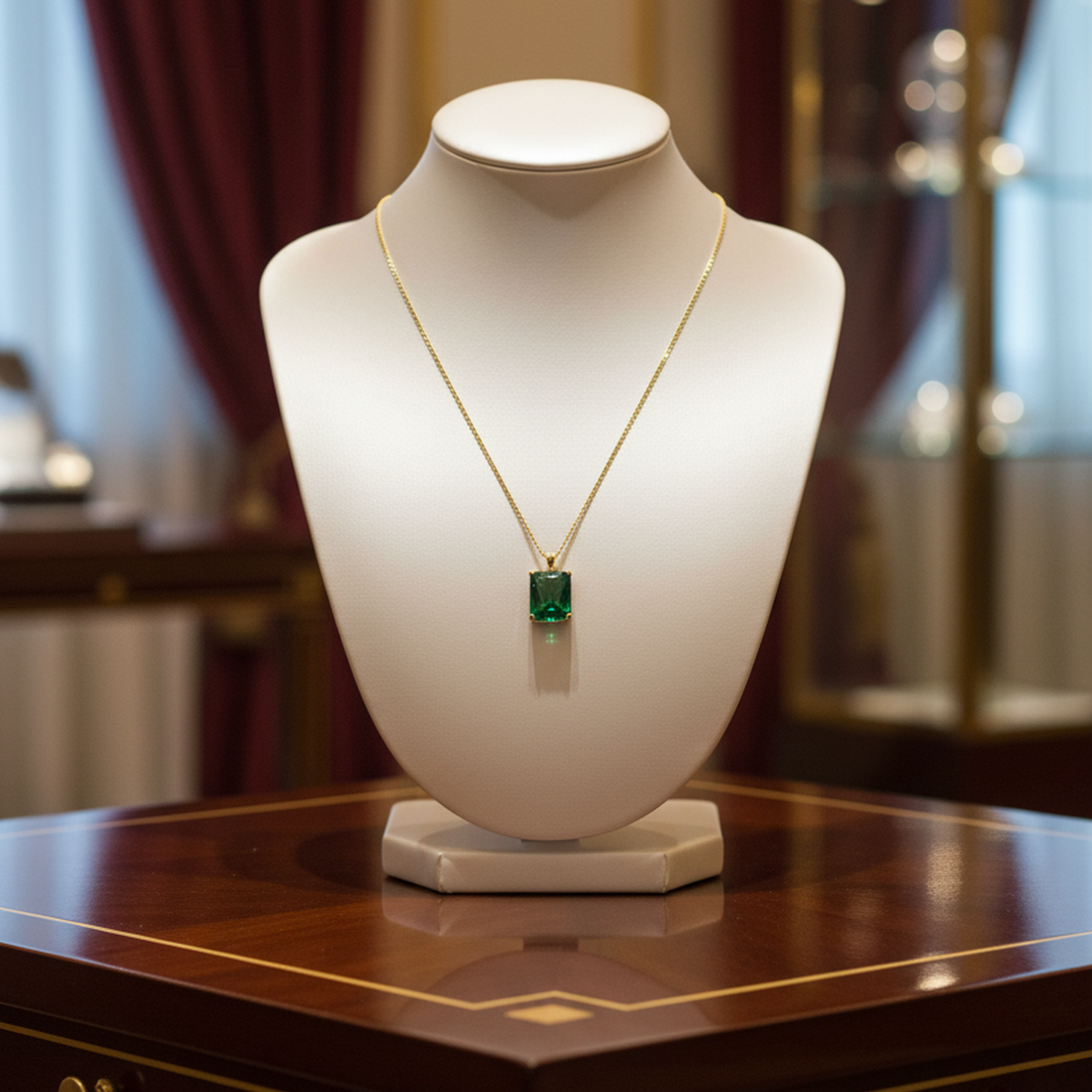 14 AYAR YEŞİL TAŞLI ÖZEL ÜRETİM ALTIN KOLYE