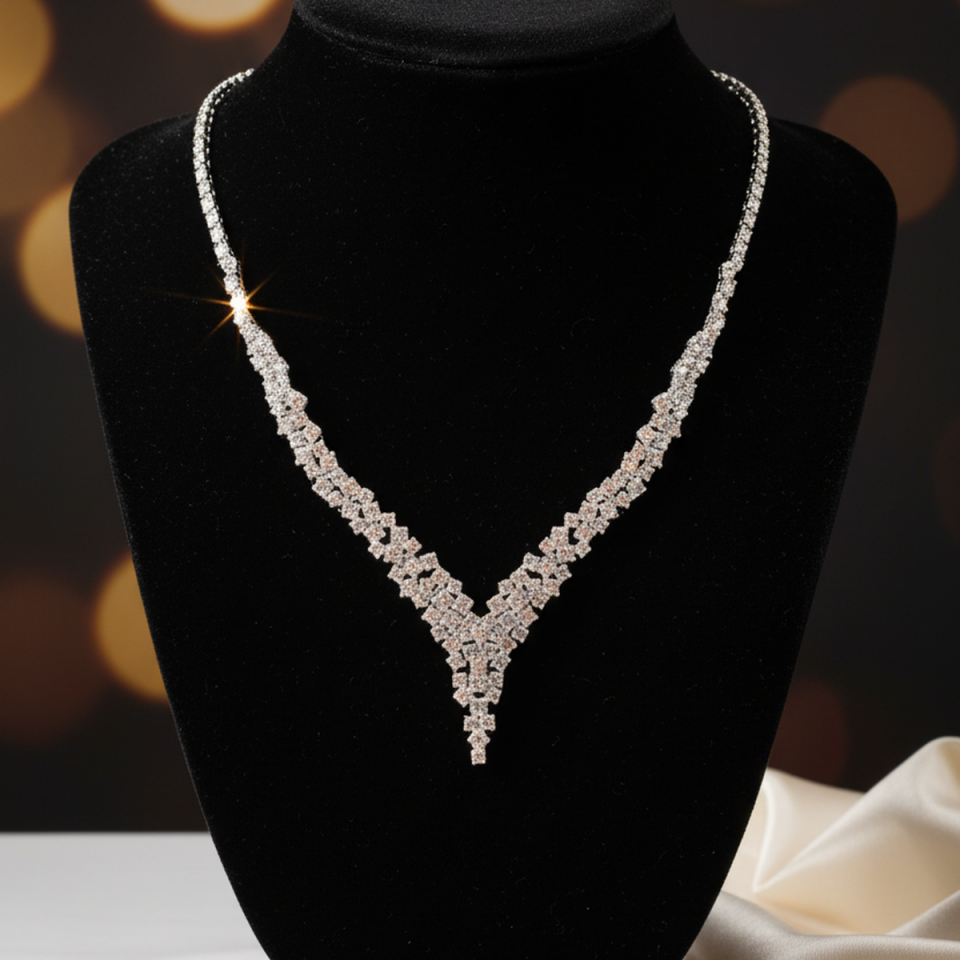 14 AYAR PIRLANTA GÖRÜNÜMLÜ BEYAZ ALTIN SUYOLU GERDANLIK KOLYE