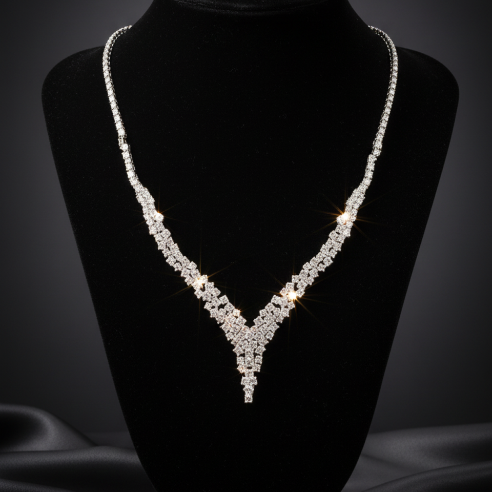 14 AYAR PIRLANTA GÖRÜNÜMLÜ BEYAZ ALTIN SUYOLU GERDANLIK KOLYE