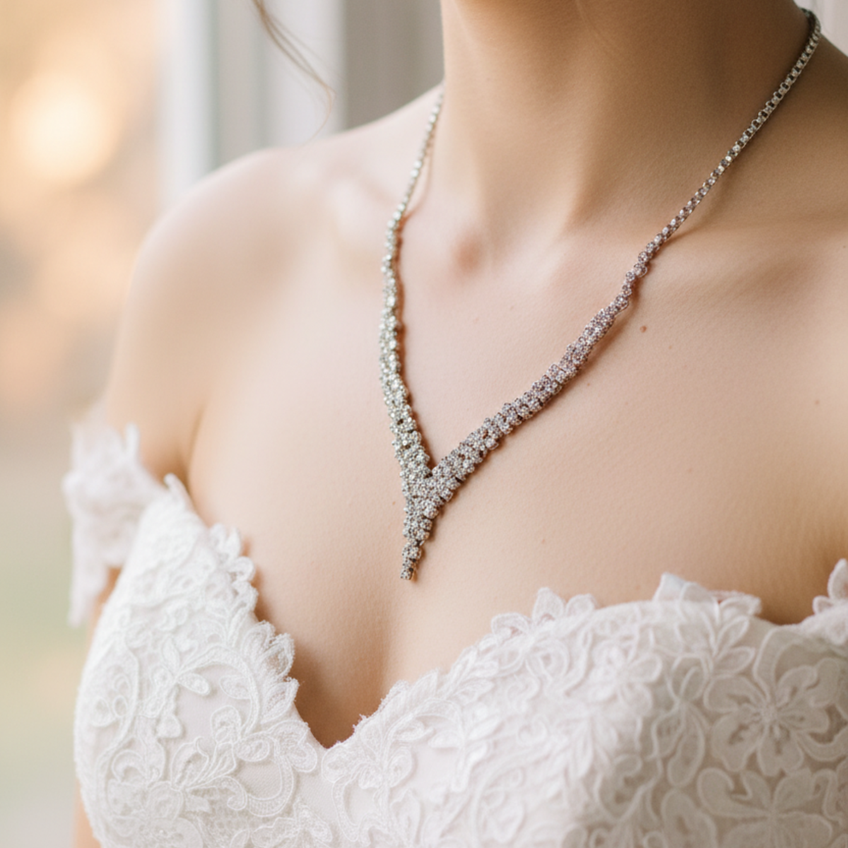 14 AYAR PIRLANTA GÖRÜNÜMLÜ BEYAZ ALTIN SUYOLU GERDANLIK KOLYE