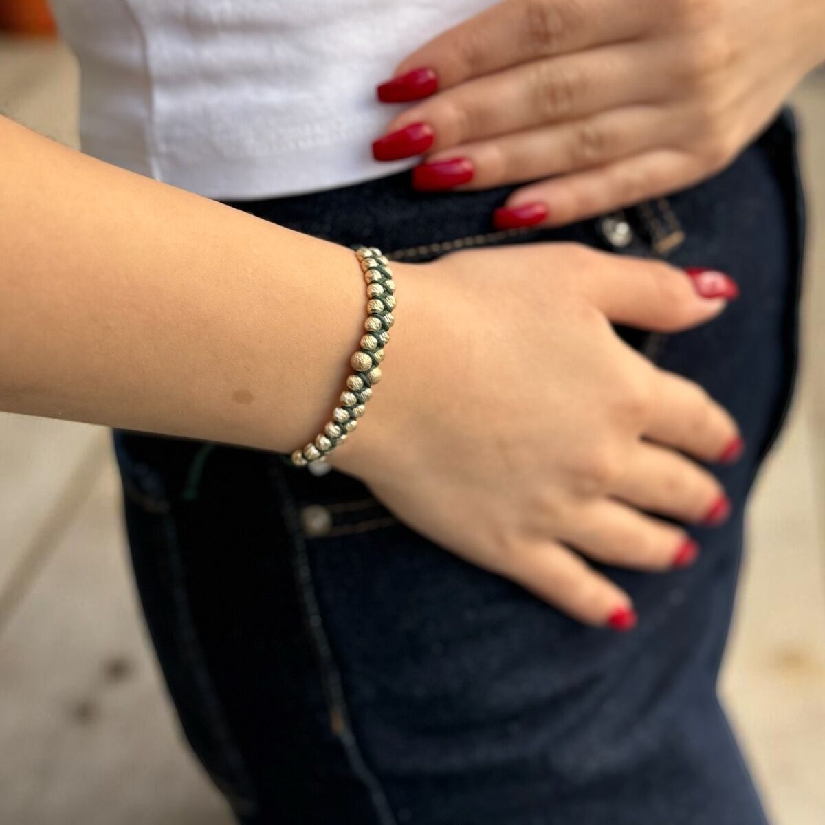 14 AYAR DORİKA TOPLU YEŞİL İPLİ ÖRME BİLEKLİK