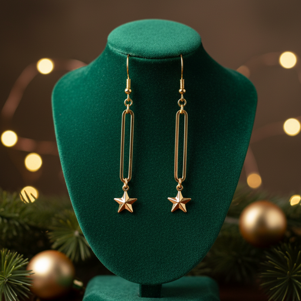 14 AYAR BOMBE YILDIZ SALLANTILI ÖZEL TASARIM KÜPE