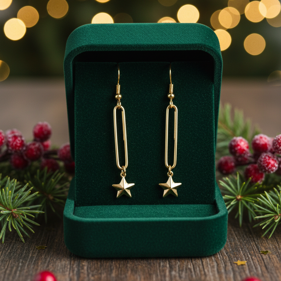 14 AYAR BOMBE YILDIZ SALLANTILI ÖZEL TASARIM KÜPE