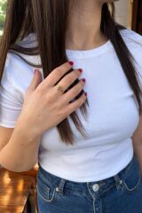 22 AYAR MELEK NAZAR BONCUK DETAYLI YÜZÜK 18