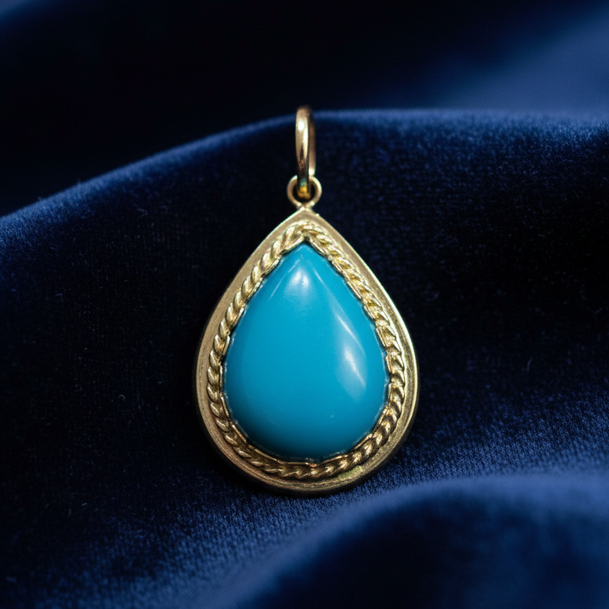 14 AYAR DAMLA MODEL FİRUZE TAŞLI KOLYE UCU