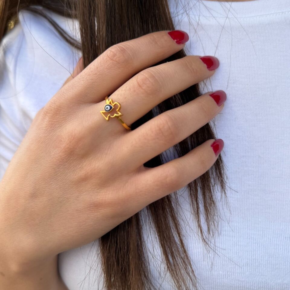 22 AYAR MELEK NAZAR BONCUK DETAYLI YÜZÜK