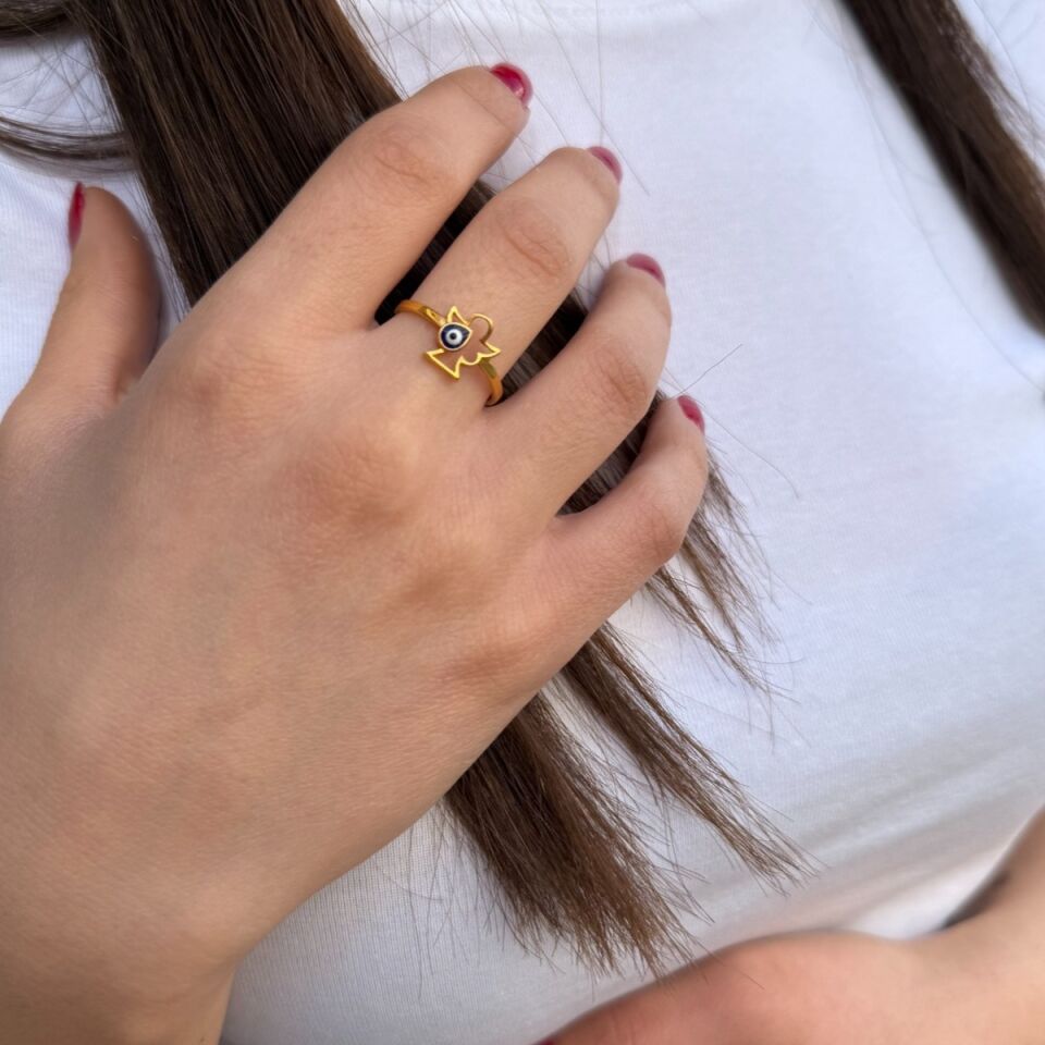 22 AYAR MELEK NAZAR BONCUK DETAYLI YÜZÜK