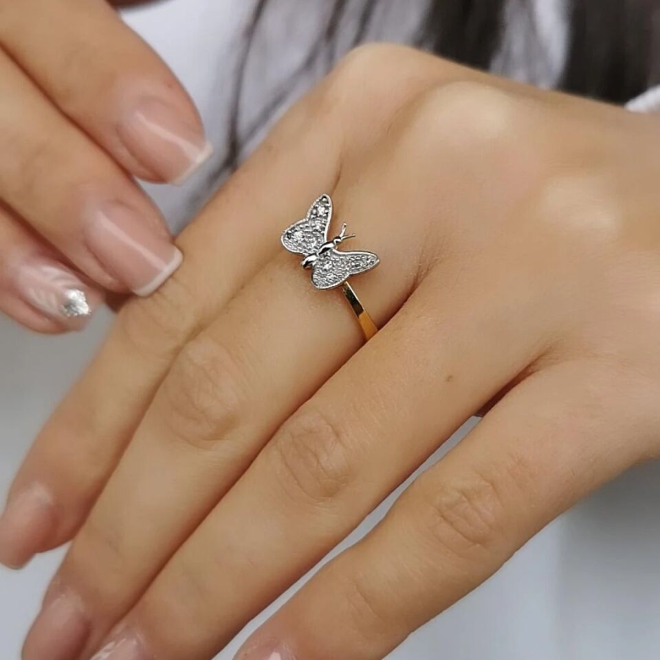 14 AYAR KELEBEK FİGÜRLÜ ALTIN YÜZÜK