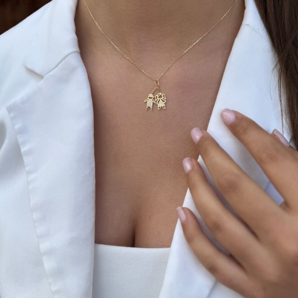 14 Ayar Italyan Kız Ve Erkek Çocuk Kolyesi