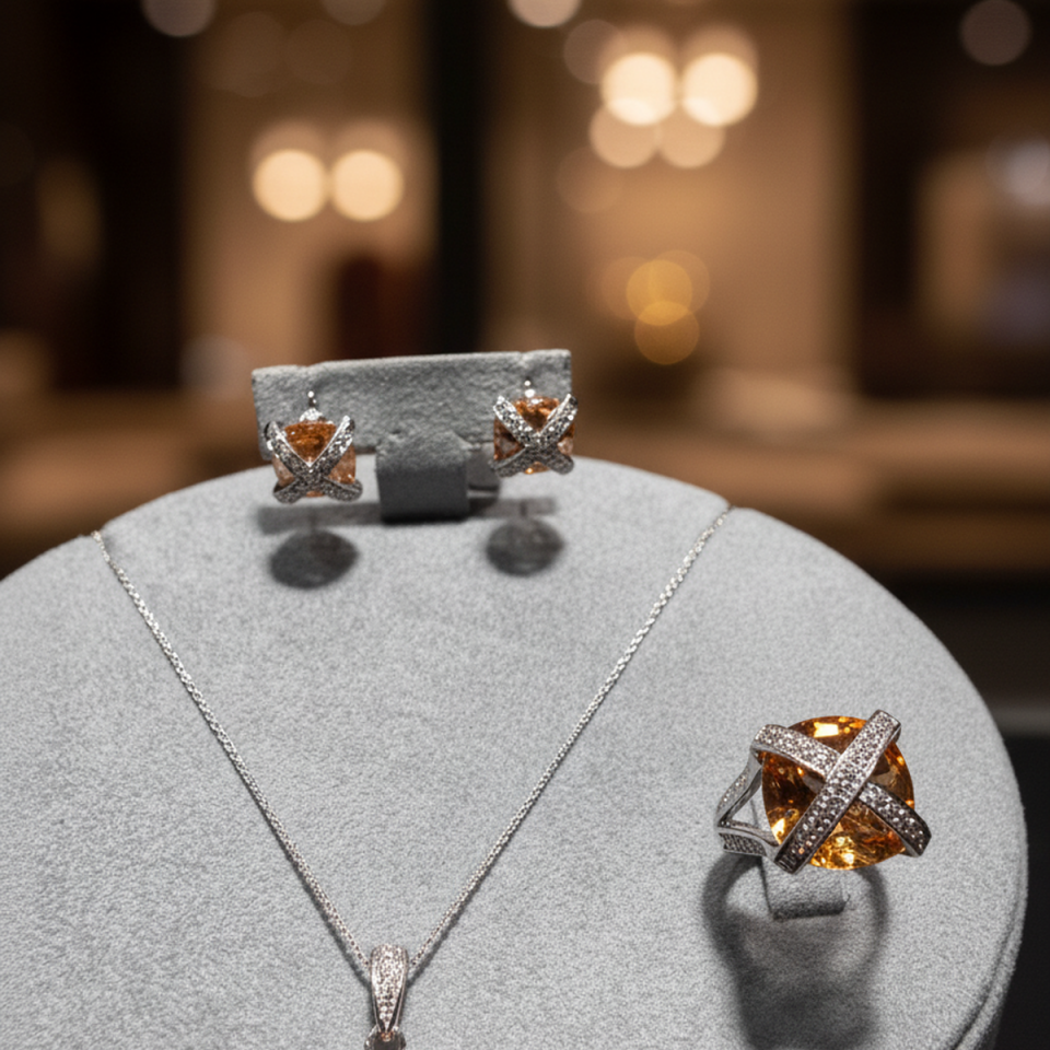 14 AYAR İTALYAN MODEL BAL CİTRİN TAŞLI TAKIM