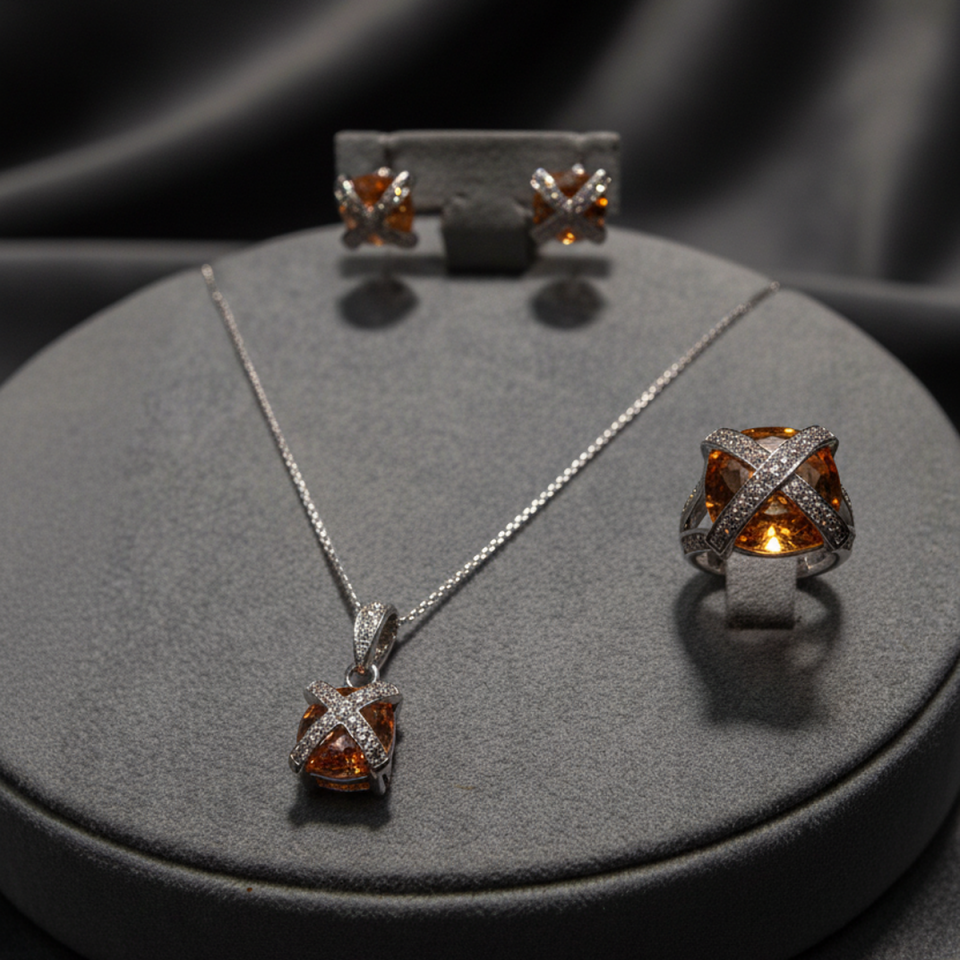 14 AYAR İTALYAN MODEL BAL CİTRİN TAŞLI TAKIM