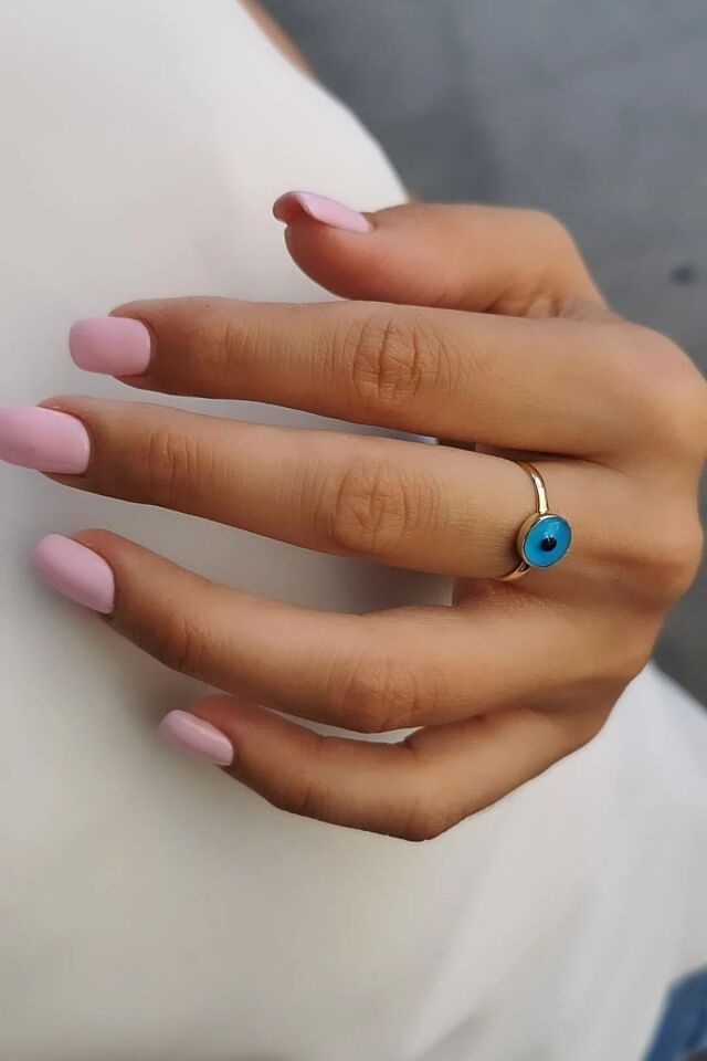 14 Ayar Nazar Boncuklu Altın Yüzük 16